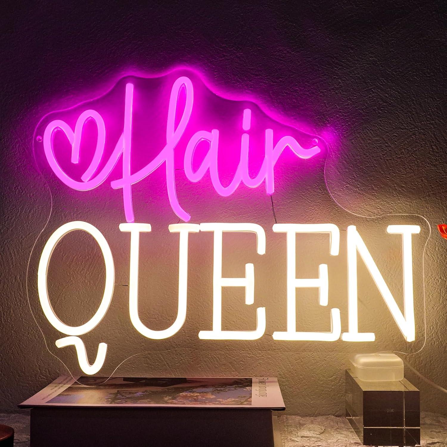 Beauty Makeup Stores - 헤어 퀸 네온사인 조광 가능 이발소