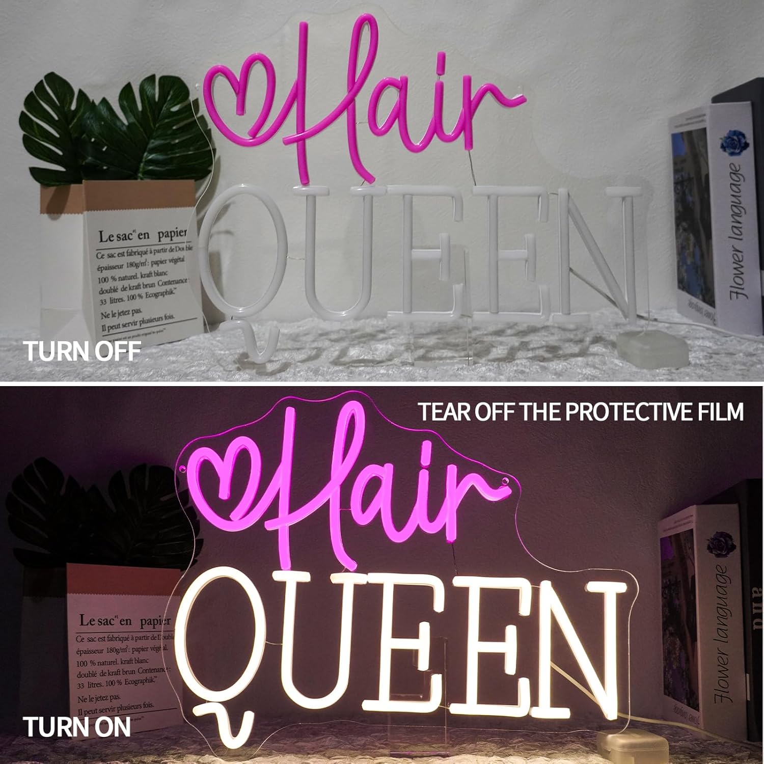 헤어 퀸 네온 사인 USB 전원 이발소 LED 네온 조 - Beauty Queen Makeup Studio 리뷰 및 가격