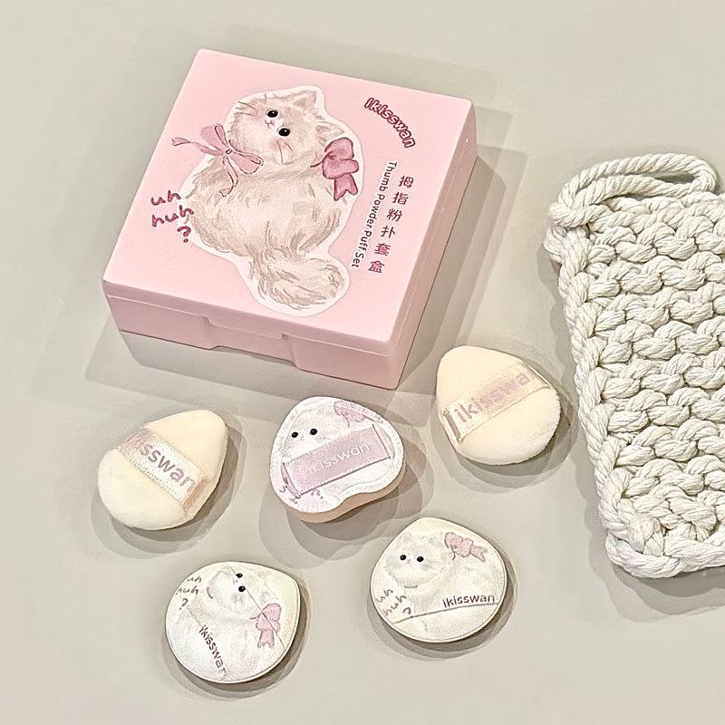 5Pcs 귀여운 미니 핑거 퍼프 세트 박스 포함 페이셜 - Beauty Makeup Tools Set 리뷰 및 가격