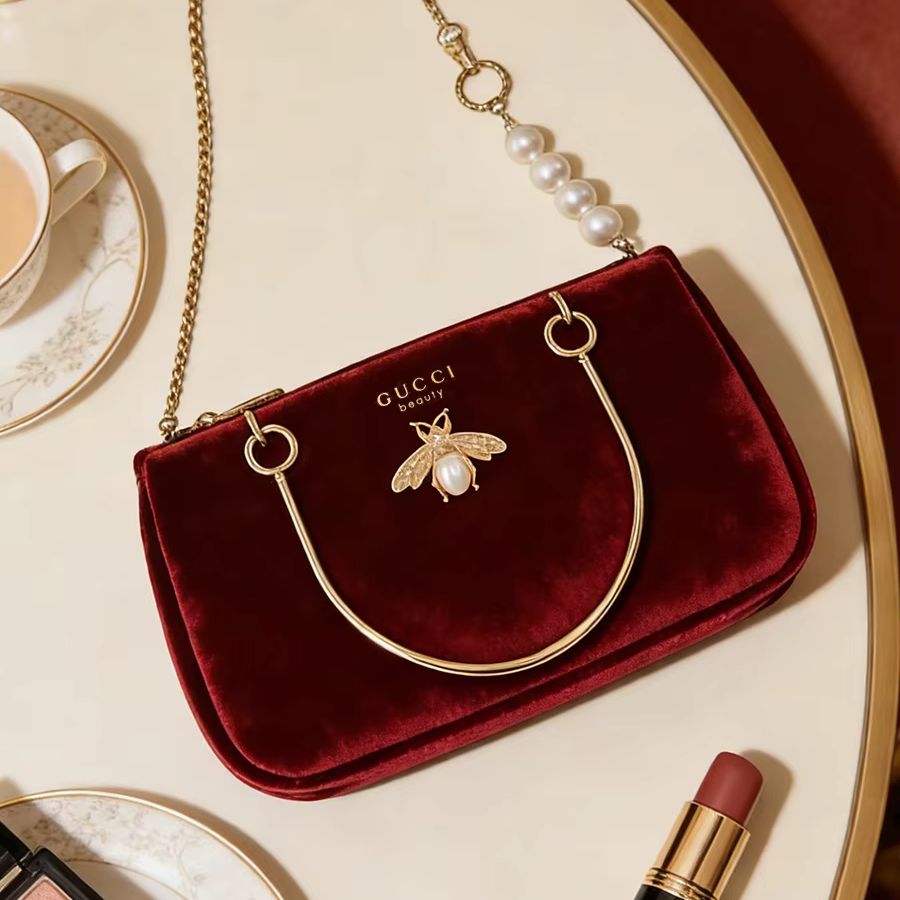 구찌 여성용 중형 와인 레드 벨벳 체인 크로스바디 화장 - Ysl Beauty Makeup 리뷰 및 가격