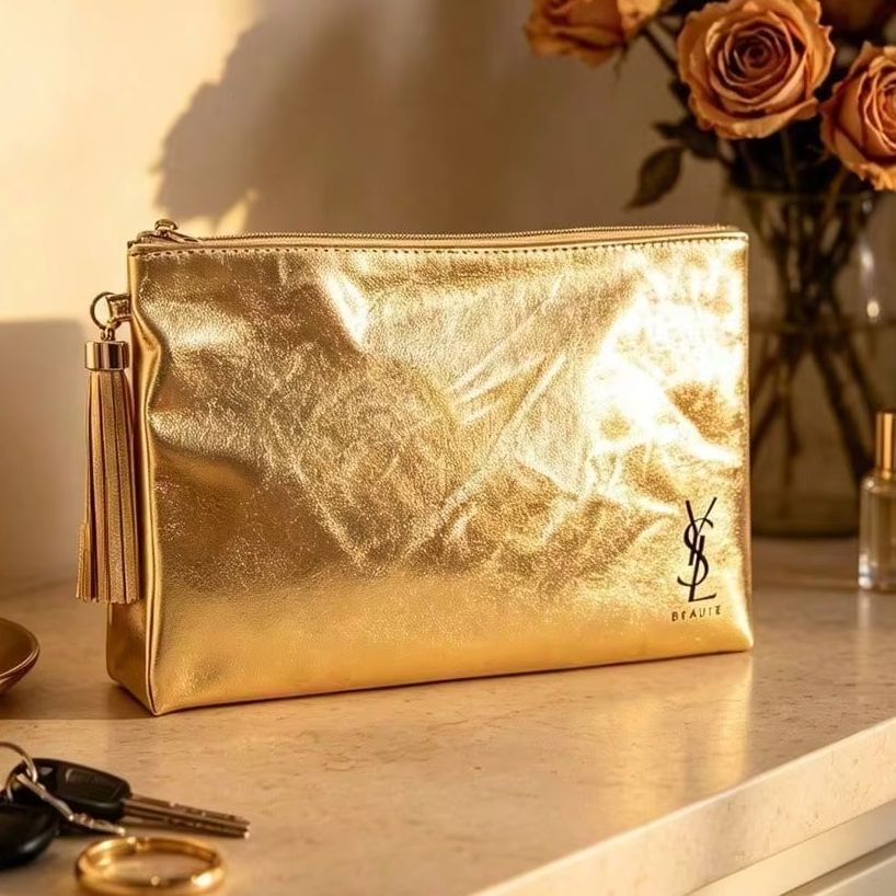 YSL 보떼 메탈릭 골드 지퍼 화장품 가방 인조 가죽  - Ysl Beauty Makeup 리뷰 및 가격
