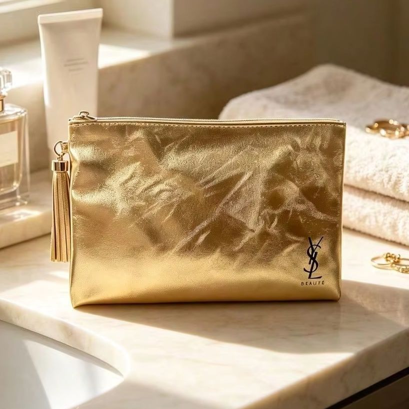 YSL 보떼 메탈릭 골드 지퍼 화장품 가방 인조 가죽  - Ysl Beauty Makeup 리뷰 및 가격